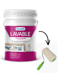 [7798018385846] Lavable Latex Interior Tersuave Blanco Satinado 20 L + Rodillo de Regalo